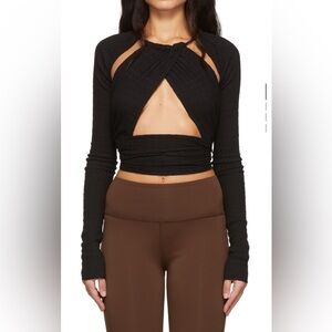 Danielle Guizio black long sleeve wrap top